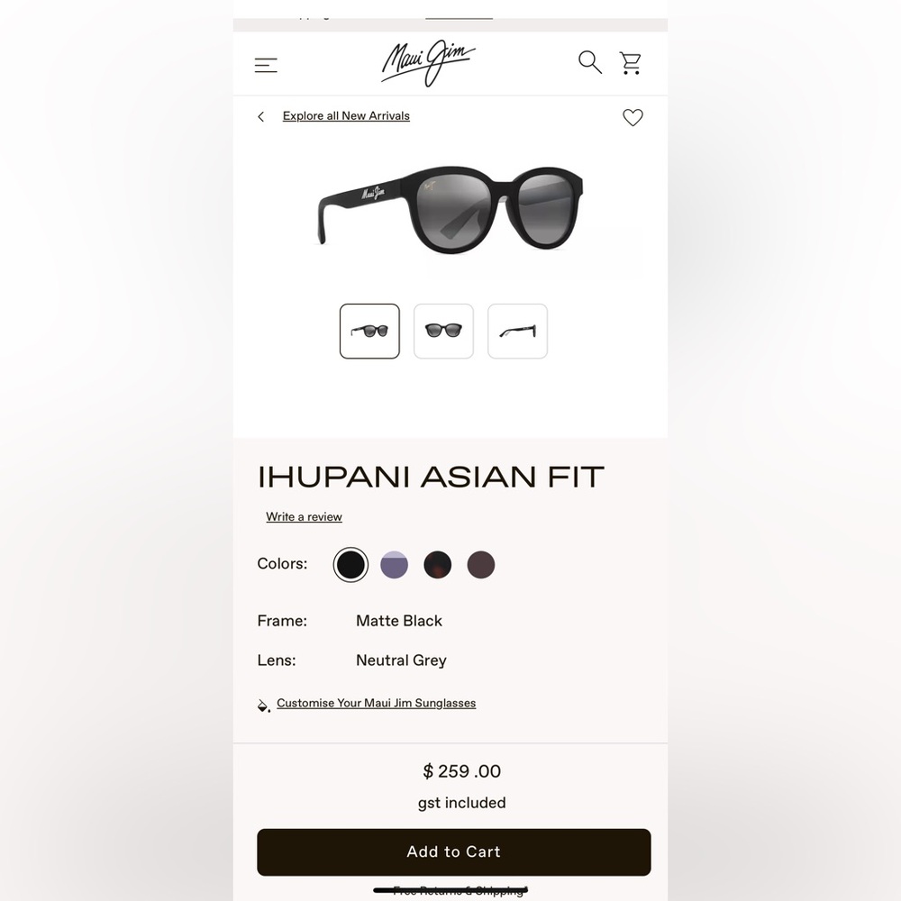 Maui Jim Black Sunglasses